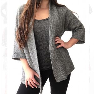 Eileen Fisher Gray Knit Cardigan w/ Kimono Sleeves
